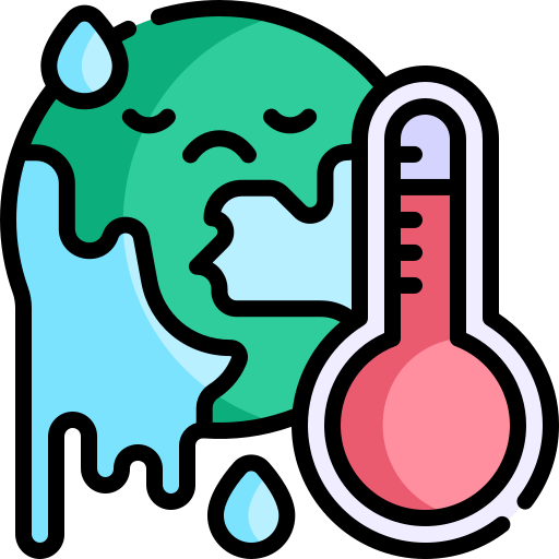 le réchauffement climatique Kawaii Lineal color Icône