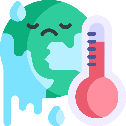 il riscaldamento globale Kawaii Flat icona