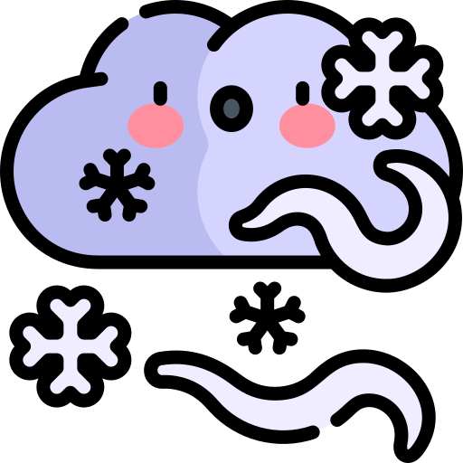 burza śnieżna Kawaii Lineal color ikona