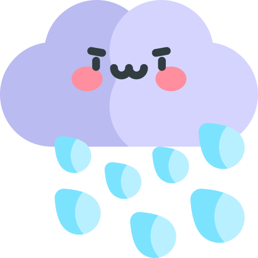 lluvia pesada Kawaii Flat icono