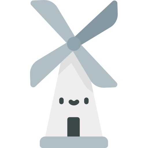 moulin à vent Kawaii Flat Icône