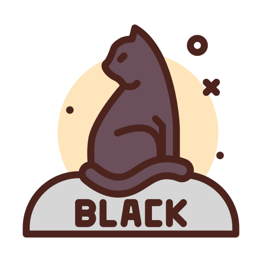 czarny kot Darius Dan Lineal Color ikona