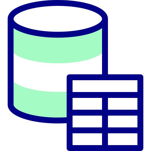 Database table Detailed Mixed Lineal color icon