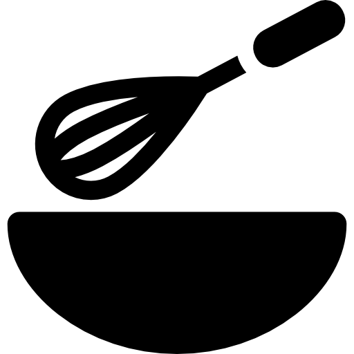 Whisk and Bowl Curved Fill icon