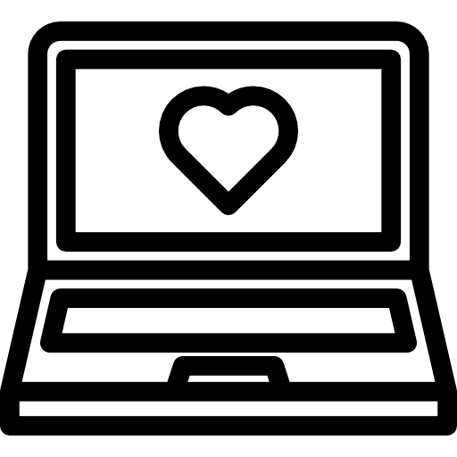 laptop com coração  Ícone