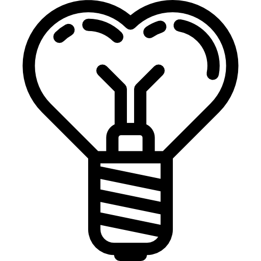 lampadina a forma di cuore  icona