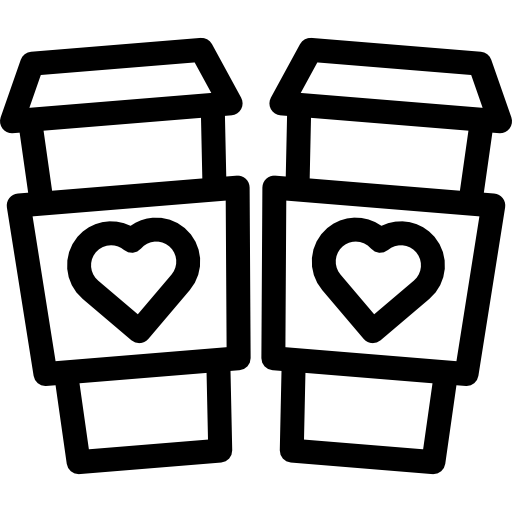 Две кофейные чашки с сердечками  иконка