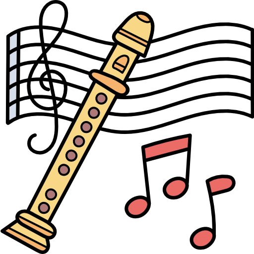 Flute Hand Drawn Color icon