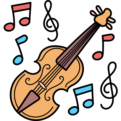 violín Hand Drawn Color icono