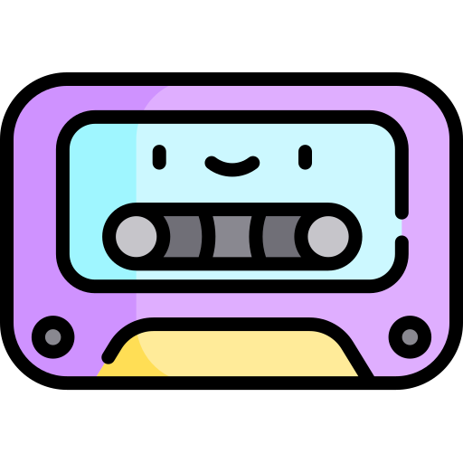 cassette Kawaii Lineal color icoon