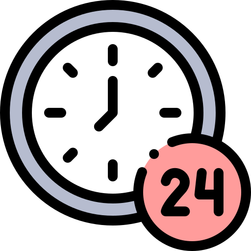 24 시간 Detailed Rounded Lineal color icon