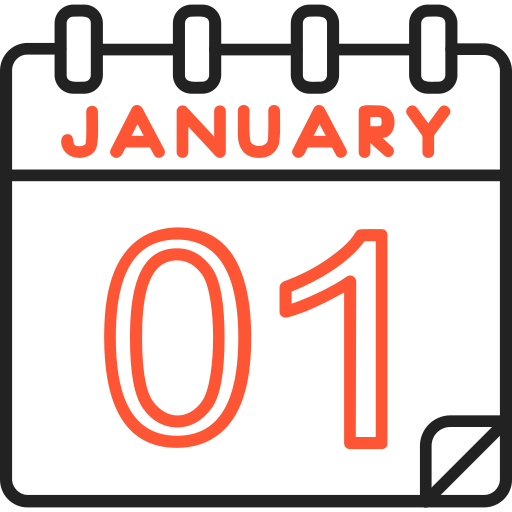January 1 Generic color outline icon