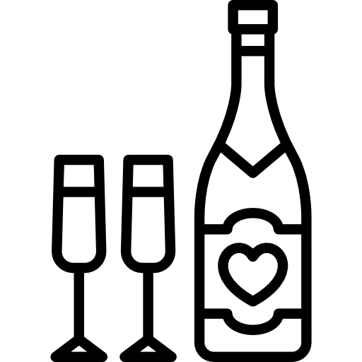 champagner und zwei gläser  icon