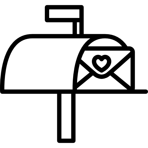 boîte aux lettres avec lettre d'amour  Icône
