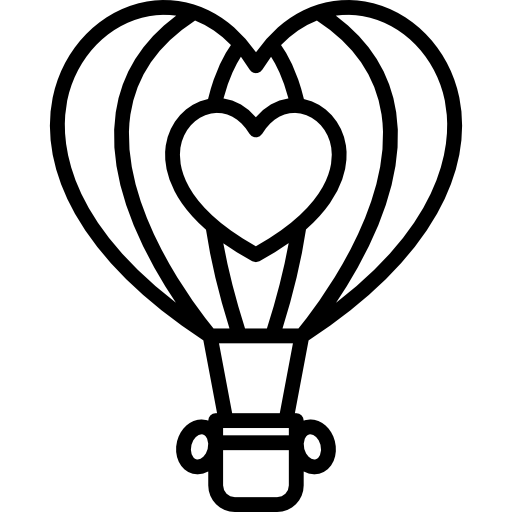 balão de ar quente em forma de coração  Ícone
