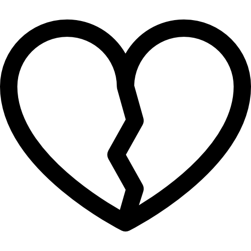 coração partido Curved Lineal Ícone