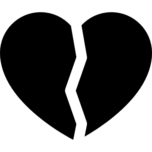 gebroken hart Curved Fill icoon
