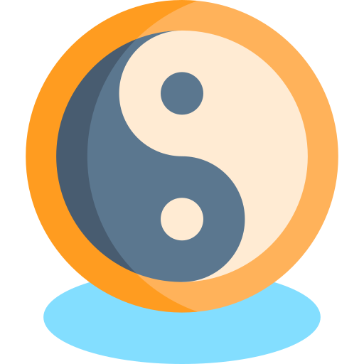 ying yang Kawaii Flat icono