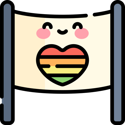 bandera Kawaii Lineal color icono