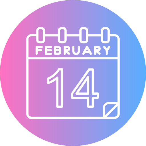 14 lutego Generic gradient fill ikona