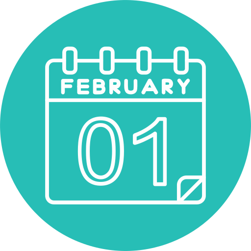February 1 Generic color fill icon