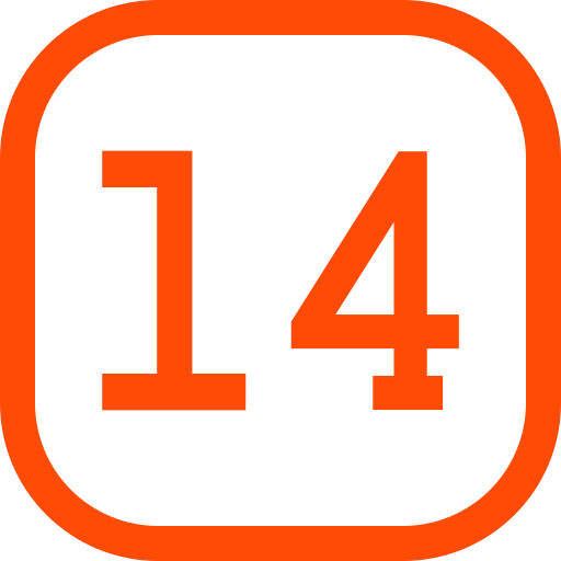 Number 14 Generic color outline icon