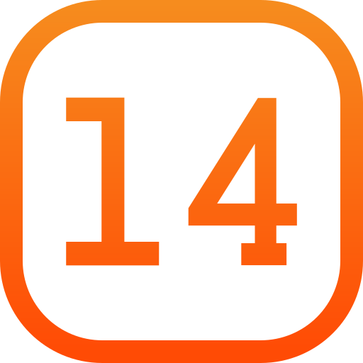 Number 14 Generic gradient outline icon