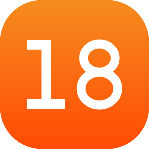 Number 18 Generic gradient fill icon