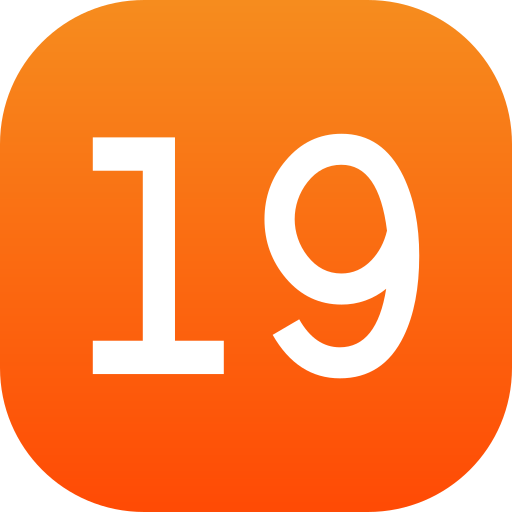 Number 19 Generic gradient fill icon
