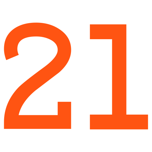 Number 21 Generic color fill icon