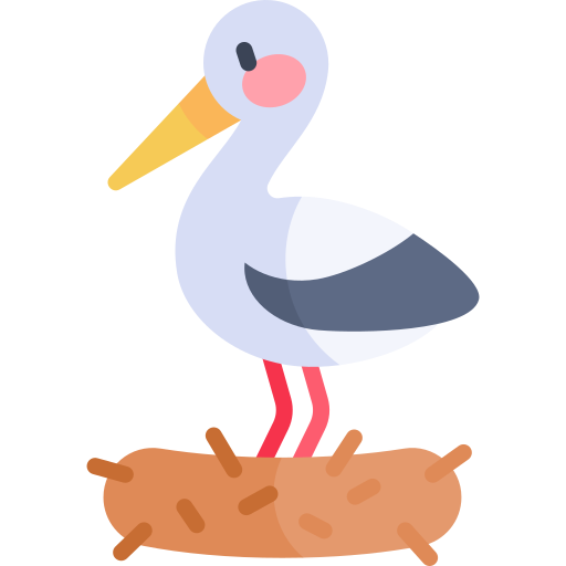cigüeña Kawaii Flat icono