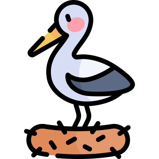 cigüeña Kawaii Lineal color icono