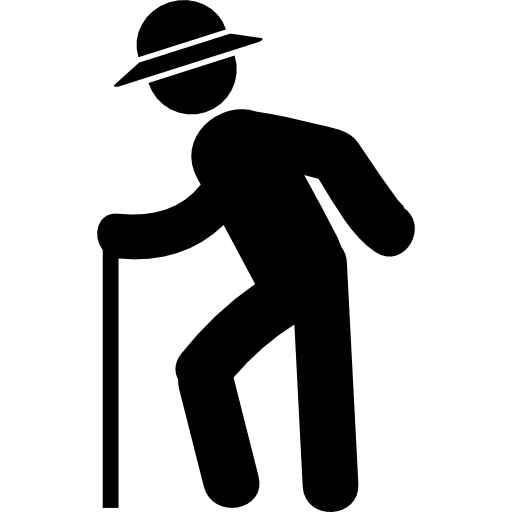 지팡이로 걷는 모자와 노인  icon