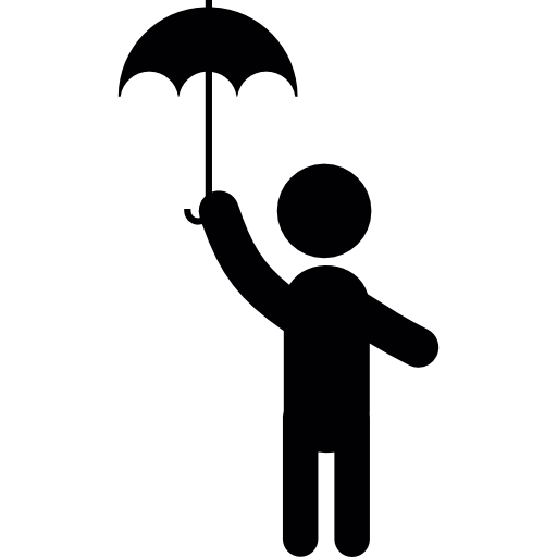 niño con paraguas  icono