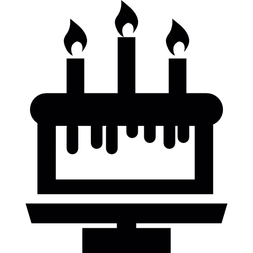 verjaardagstaart met drie kaarsen  icoon