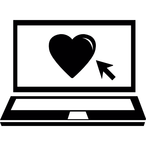 ordinateur portable avec un coeur  Icône