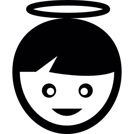 niño, ángel, cabeza  icono