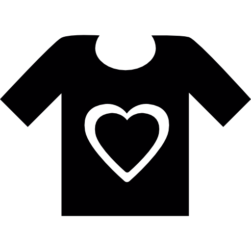 camiseta con corazón  icono