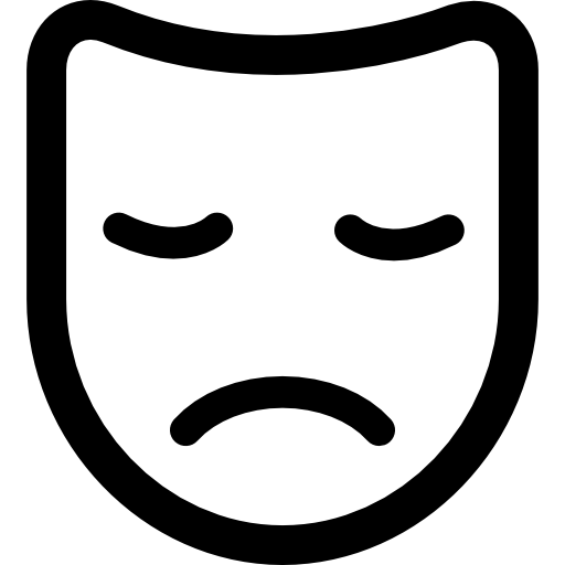 maska tragedii Curved Lineal ikona