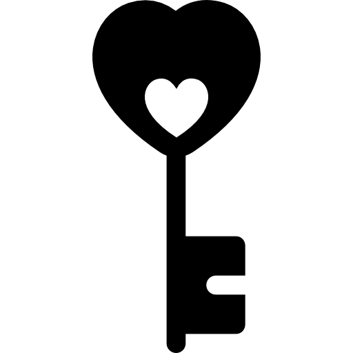 llave en forma de corazón  icono