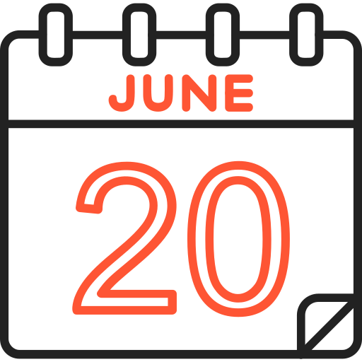 June 20 Generic color outline icon