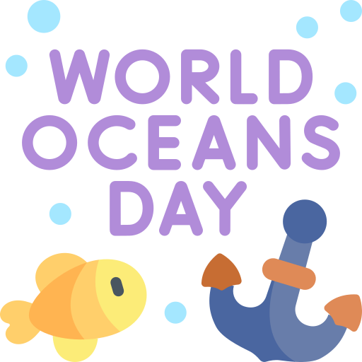 giornata mondiale degli oceani Kawaii Flat icona