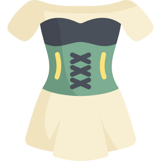 Широкая юбка в сборку Kawaii Flat иконка
