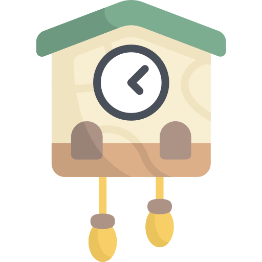 zegar z kukułką Kawaii Flat ikona
