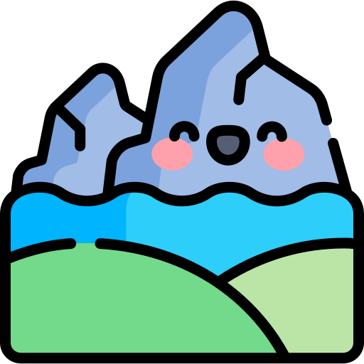 montaña Kawaii Lineal color icono