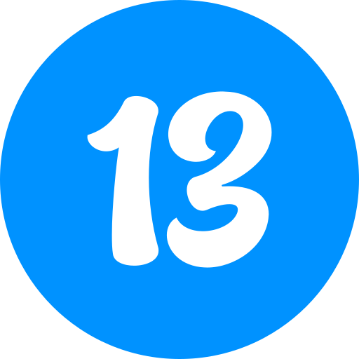 nummer 13 Generic color fill icon