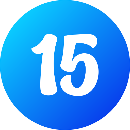 Number 15 Generic gradient fill icon