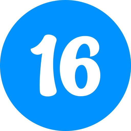 nummer 16 Generic color fill icon