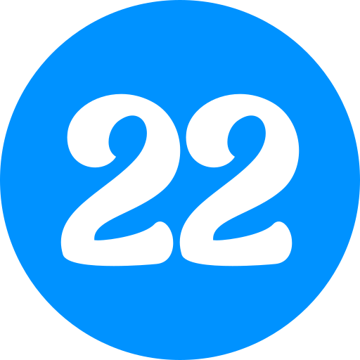 numero 22 Generic color fill icona