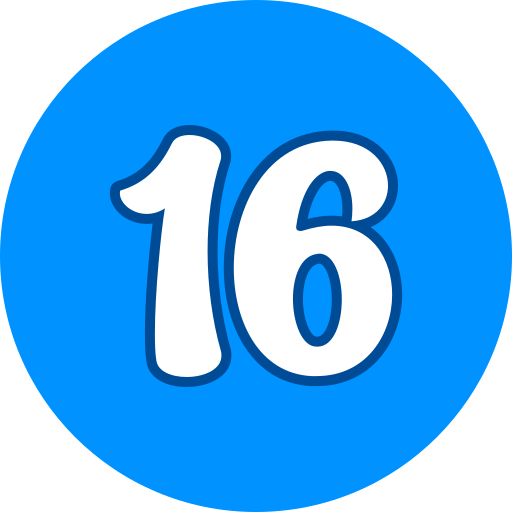 nummer 16 Generic color lineal-color icon